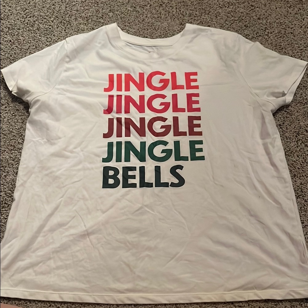 White T-Shirt with Jingle Bells Print